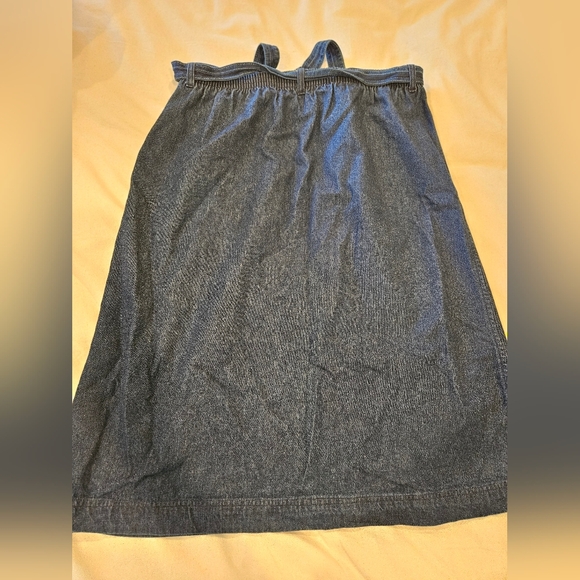 Eddie Bauer Vintage Denim Skirt From 1970's. Belt Tie Pockets 100% Cotton Midi. - Picture 3 of 5